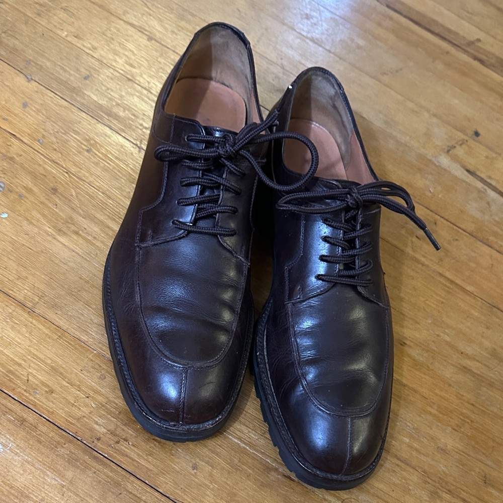Salvatore Ferragamo Men’s shoes Brown split toe apron derby size 10D